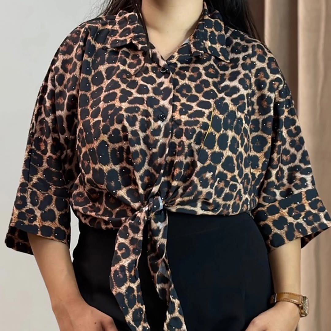 شومیز طرح پلنگی زنانه جنس بوگاتی