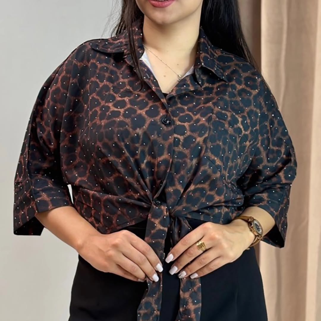 شومیز طرح پلنگی زنانه جنس بوگاتی