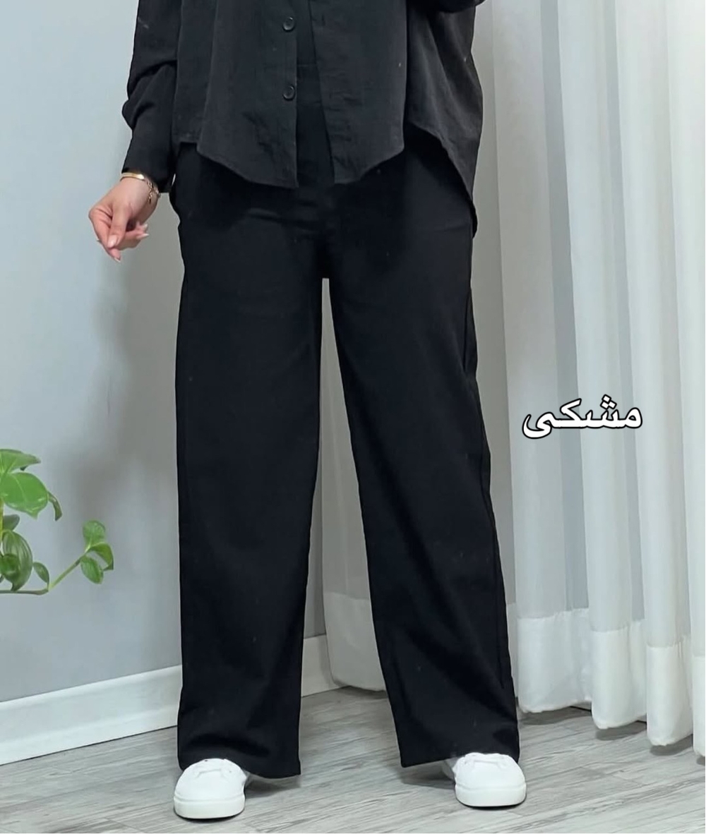 شلوارنیمبگ مشکی جنس کتان پنبه بنگال